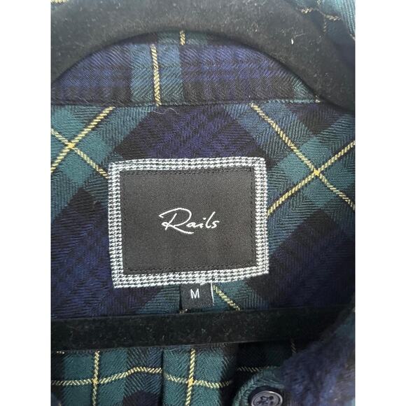Rails Plaid Button Down Shirt Women M Navy Green Checkered Flannel - Picture 3 of 7